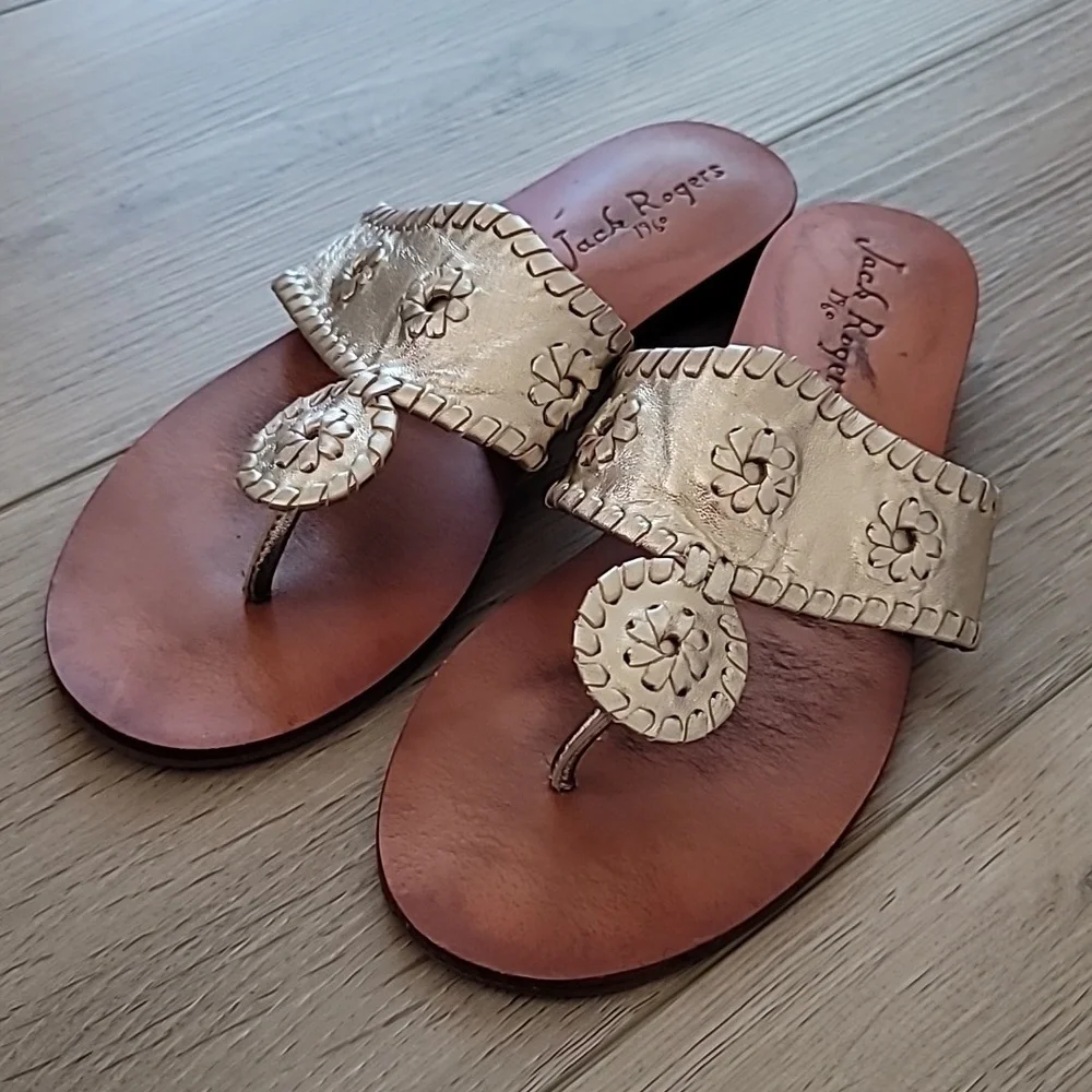 Jack Rogers Wide Feet 1 inch Wedges, Platinum, Size 9.5 - Picture 4 of 10